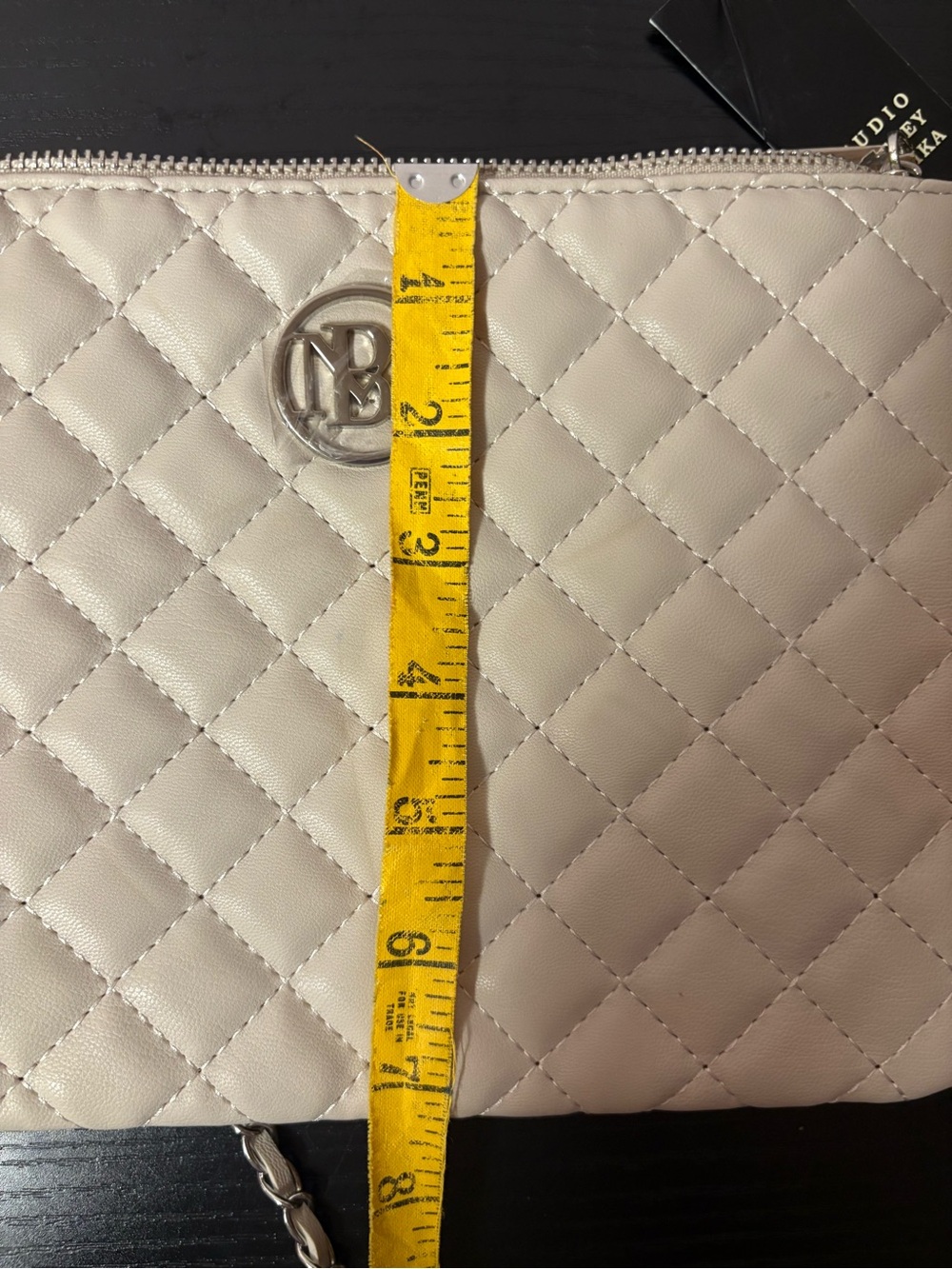 Studio Badgley Mischka Quilted Ivory Chain Crossbody Clutch NWT - Picture 8 of 10